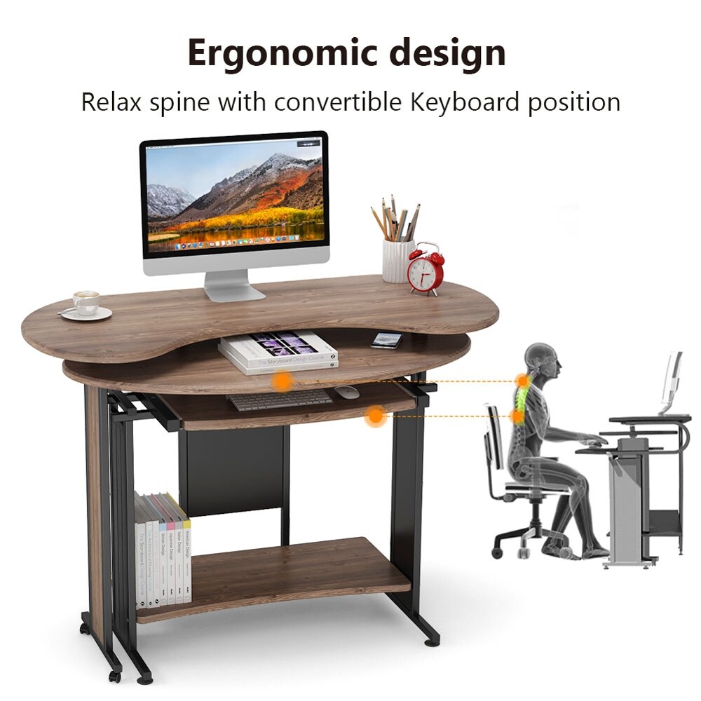 L Shaped Computer Desk  Rotating Corner Desk   Modern Office Study Workstation