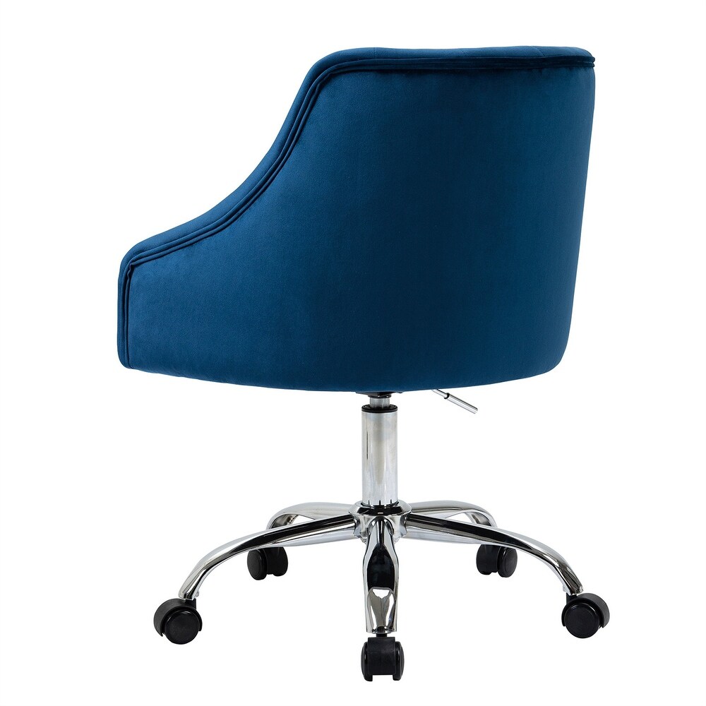 Velvet Office Chair Height Adjustable Swivel Upholstered Chair Wheels