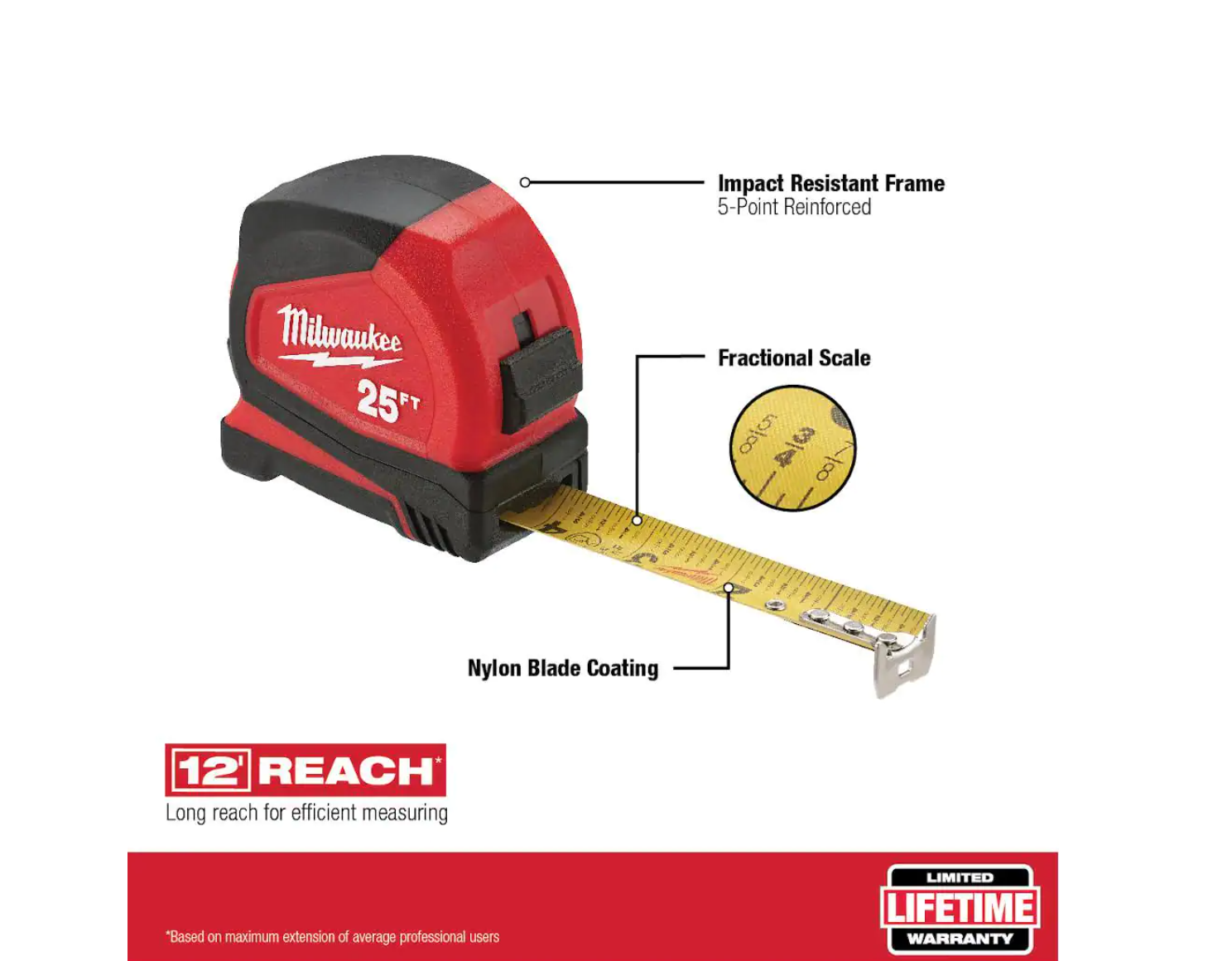 Milwaukee 48-22-8315-48-22-6625 15 in. PACKOUT Tote with 25 ft. Compact Tape Measure