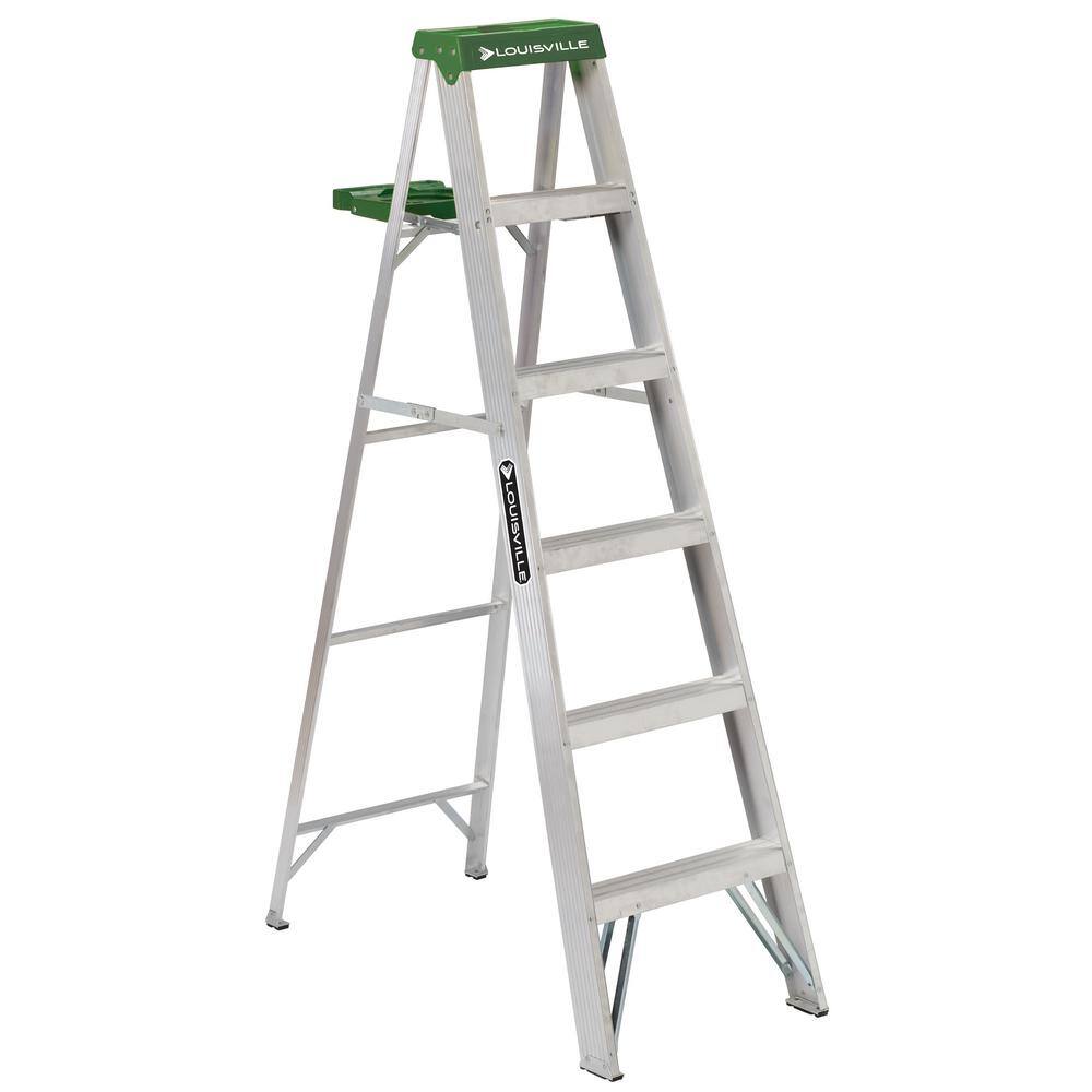 Louisville Ladder 6 ft. Aluminum Step Ladder 10.5 ft. Reach with 225 lbs. Load Capacity Type II Duty Rating AS4006