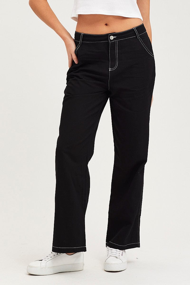 Black Wide Leg Pants High Rise