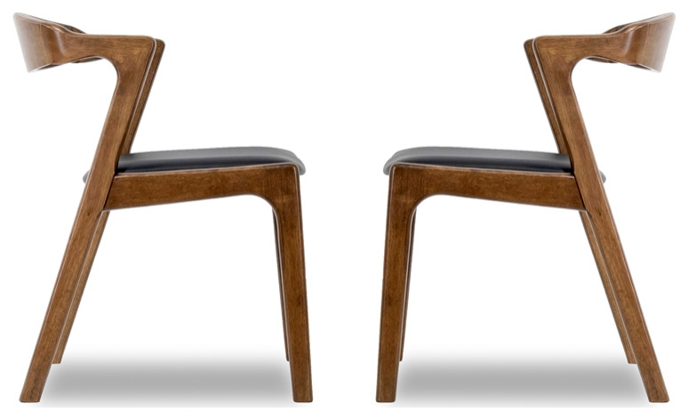 Roxy Mid Century Modern Faux Leather Dining Chair in Black (Set of 2)   Midcentury   Dining Chairs   by Homesquare  Houzz