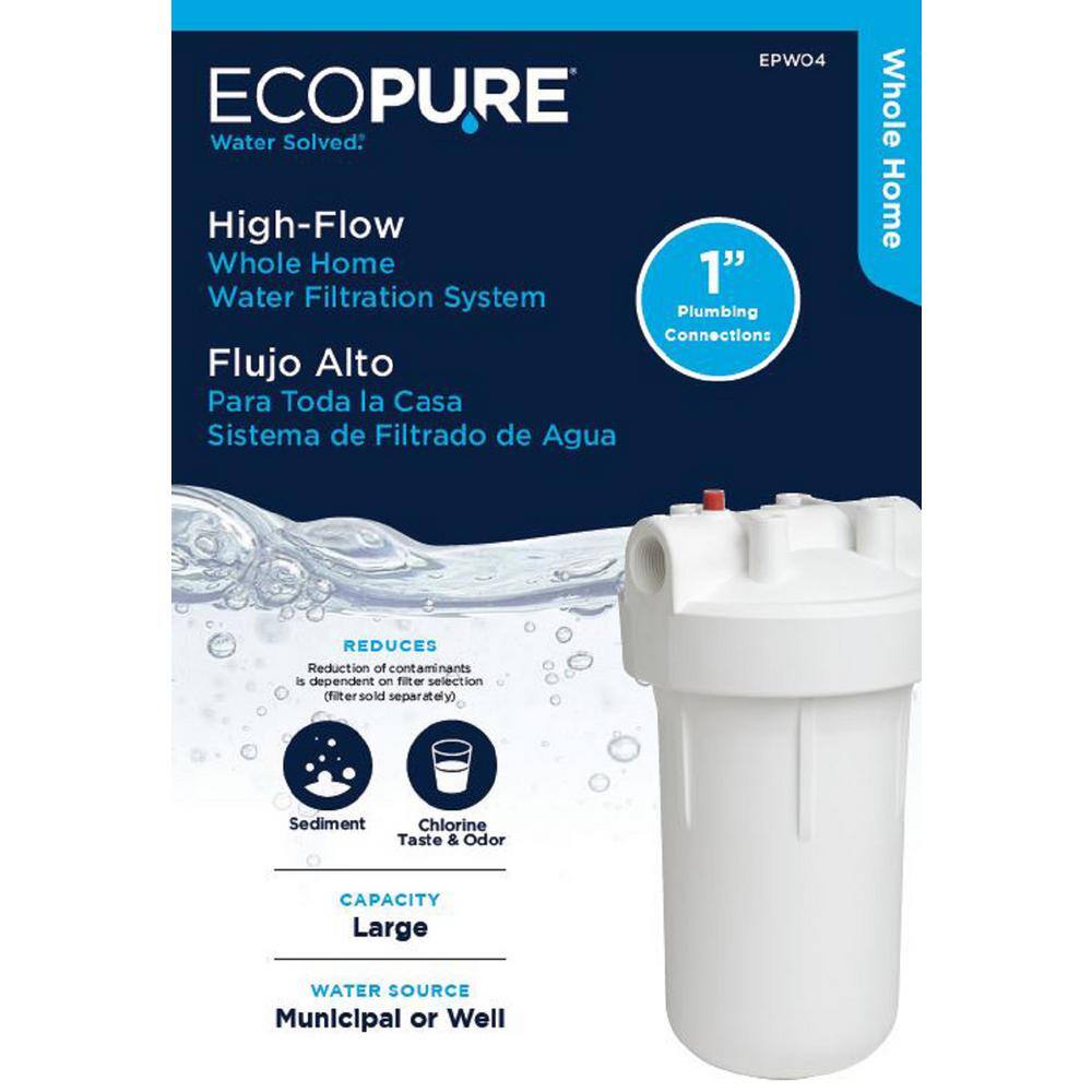 EcoPure High-Flow Whole Home Water Filter System with Pressure Release Button EPWO4