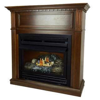 Pleasant Hearth 27500 BTU 42 in. Convertible Ventless Natural Gas Fireplace in Cherry VFF-PH26NG