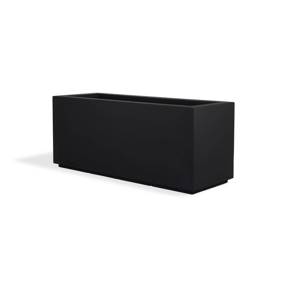 PolyStone Planters Milan Tall 46 in. x 17 in. Black Composite Trough 1004