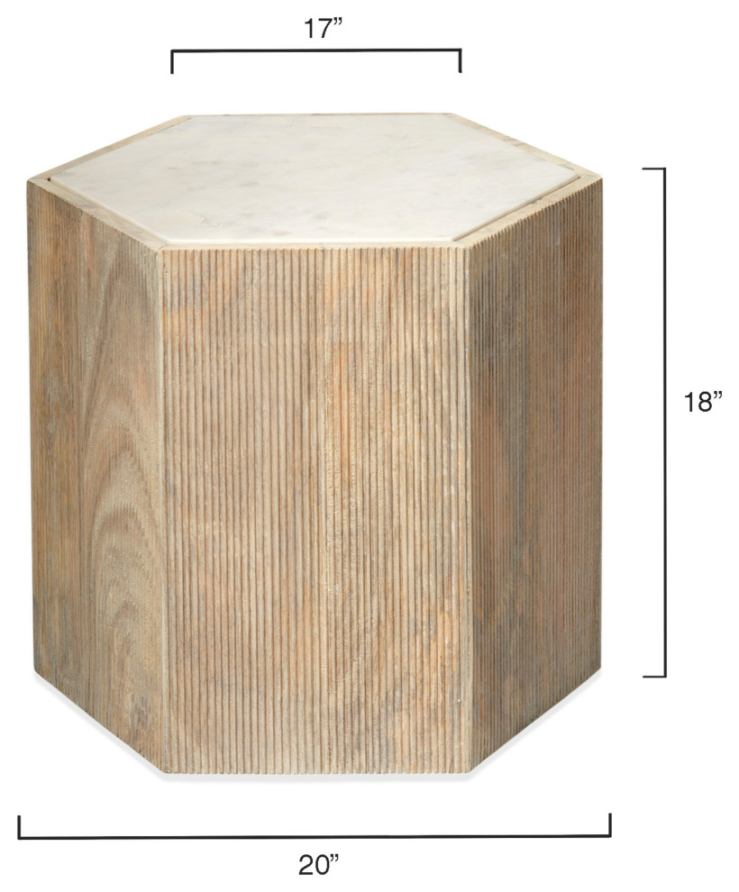 Large Argan Hexagon Table  Natural Wood and White Marble   Transitional   Side Tables And End Tables   by HedgeApple  Houzz