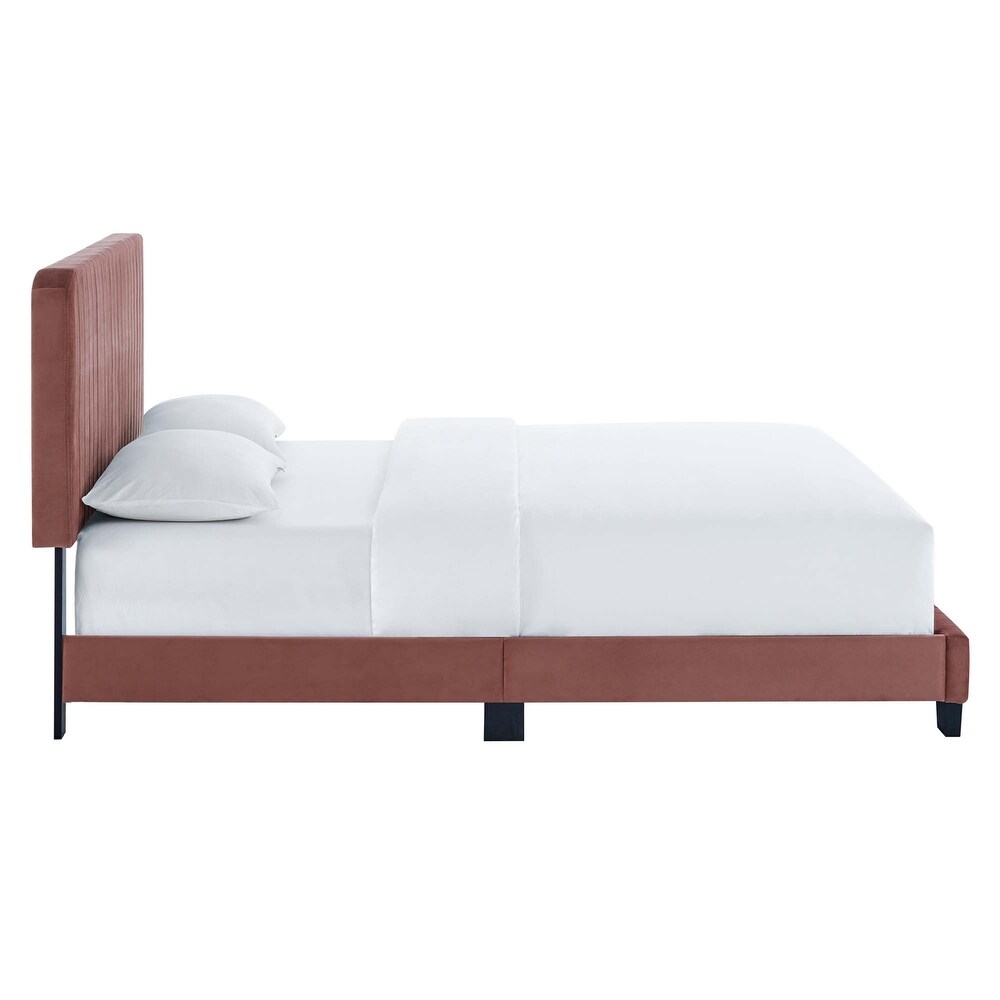 Celine Channel Tufted Performance Velvet Twin Platform Bed