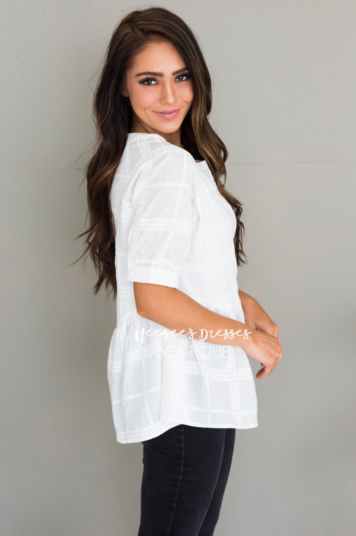 Light My Way Modest Peplum Blouse