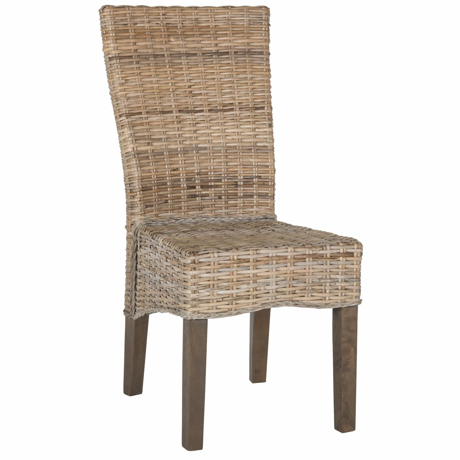 Ozias Wicker Dining Chair-Color:White Washed，Quantity:Set of 2