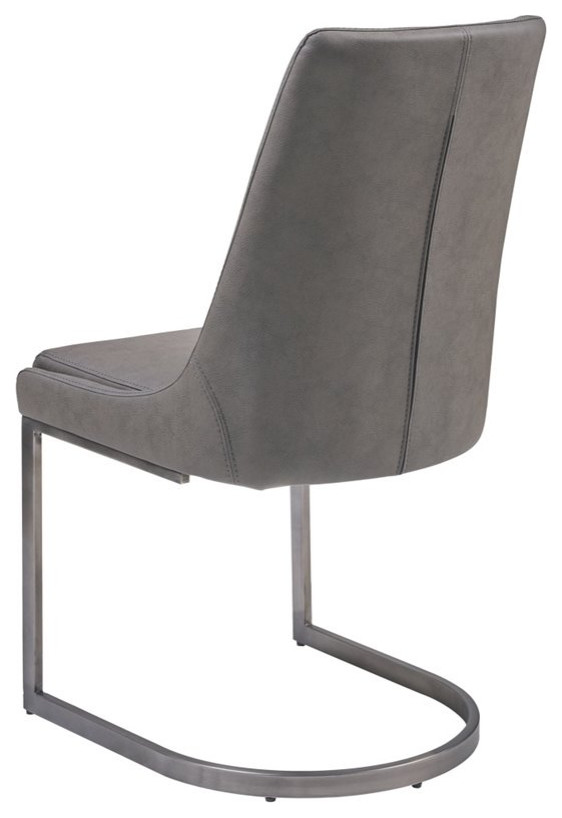 Modus Oxford Faux Leather Dining Side Chair in Distressed Basalt Gray (Set of 2)   Contemporary   Dining Chairs   by Homesquare  Houzz