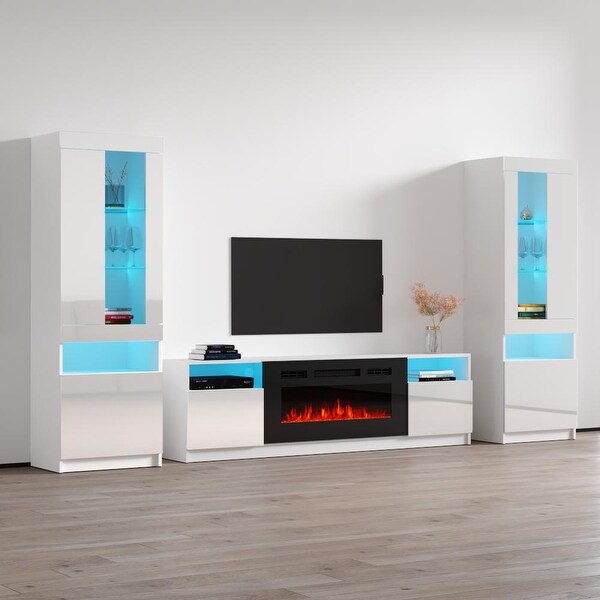 York 02 Electric Fireplace Wall Unit Entertainment Center