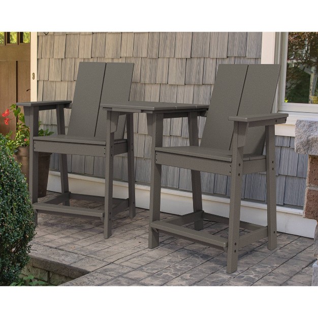 Moore 3pc Polywood Patio Counter Chair Set With Connecting Table