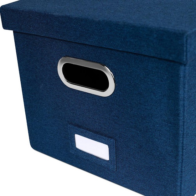 Birdrock Home 1 pack Collapsible File Storage Organizer With Lid Navy