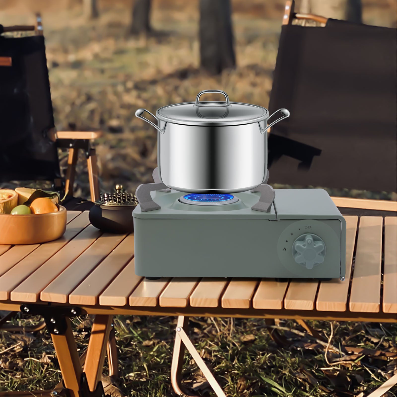 Mkyiongou Portable Butane Stove for Camping, Picnic, Outdoor Mini Single Burner Camping Stove Burner with Carrying Case, Mint