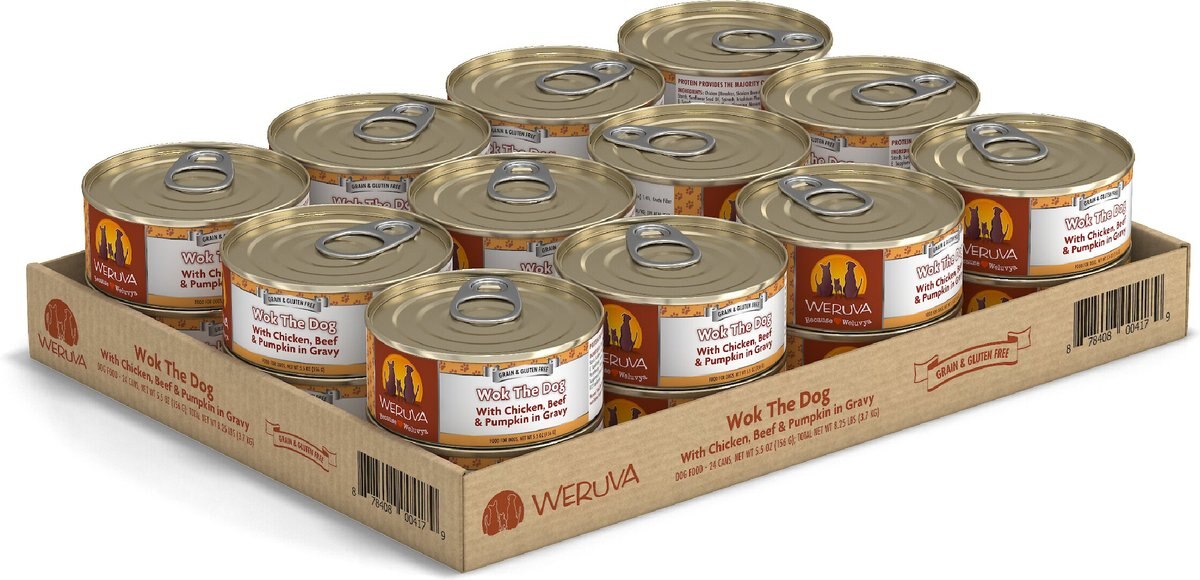 Weruva Wok the Dog with Chicken， Beef and Pumpkin in Gravy Grain-Free Canned Dog Food