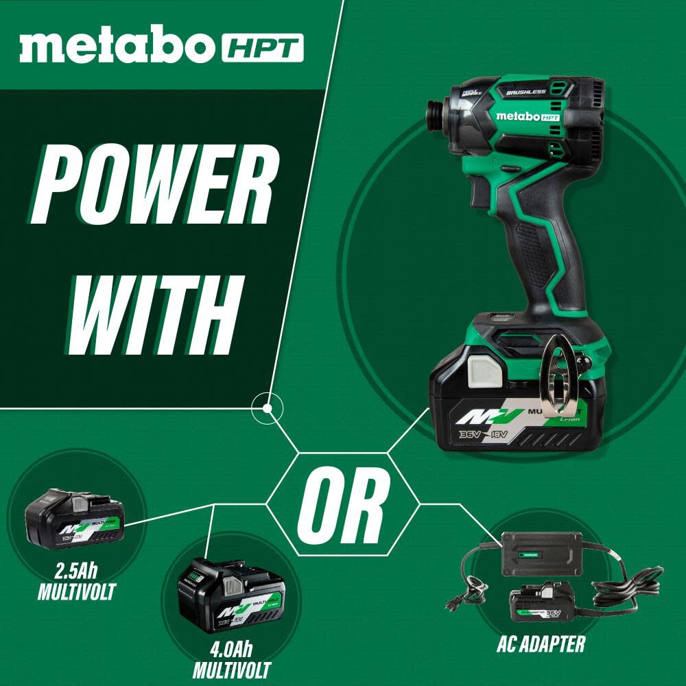 Metabo HPT 36V MultiVolt Triple Hammer BOLT Impact Driver Cordless Kit WH36DCM from Metabo HPT