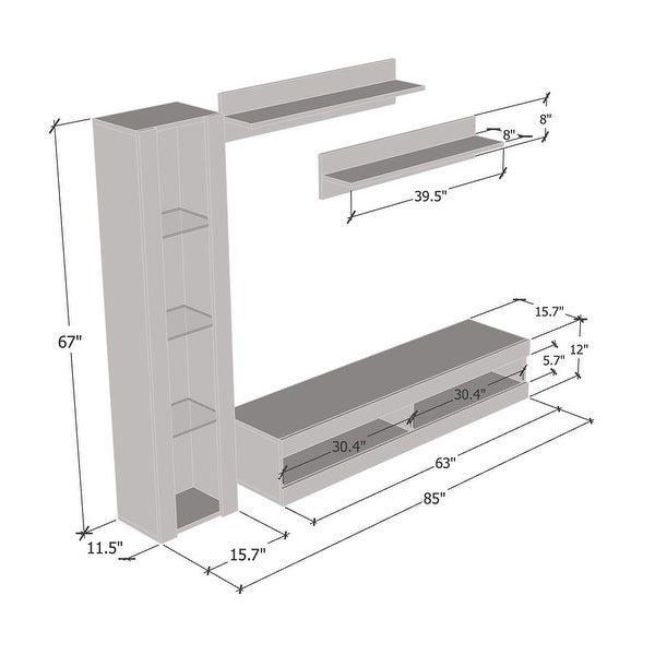 Fly G 34TV Wall Mounted Floating Modern Entertainment Center