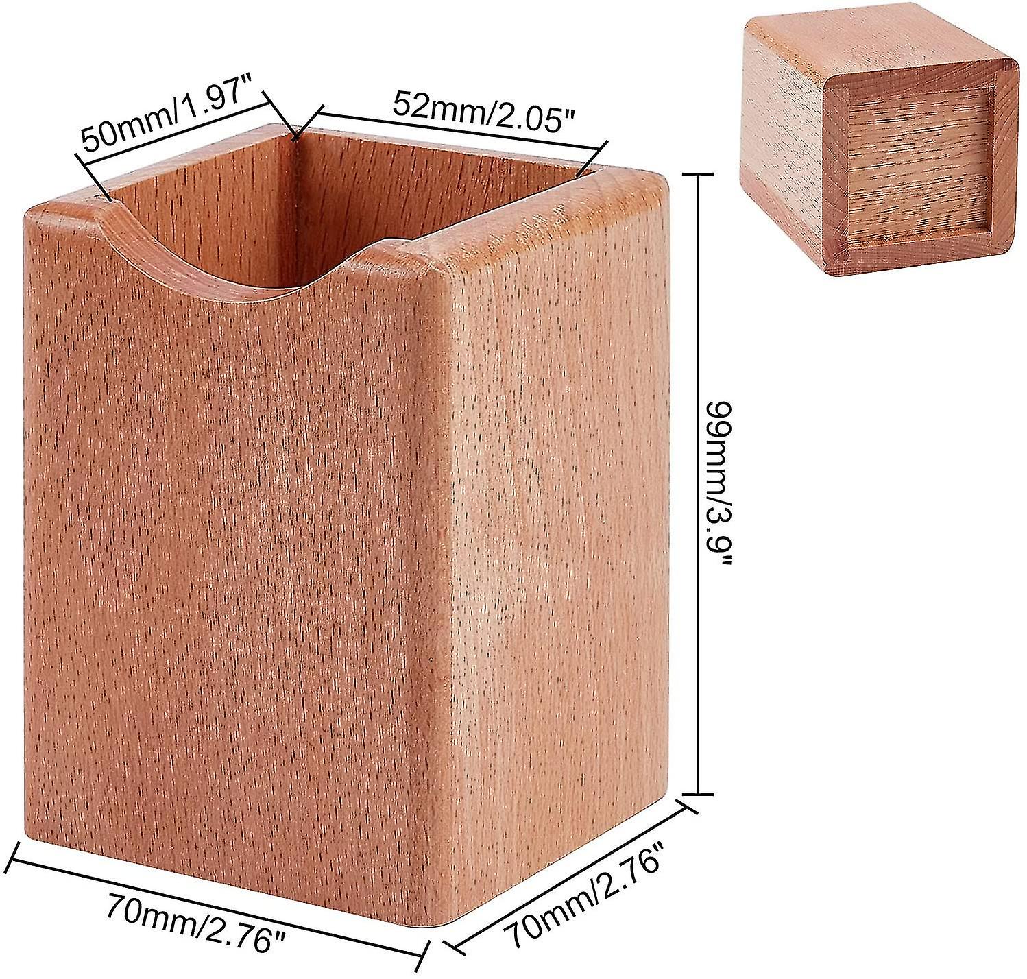 Natural Wood Desktop Pen Holder， Natural Grain Wood Pen Holder And Pencil Holder Cups， Large Square