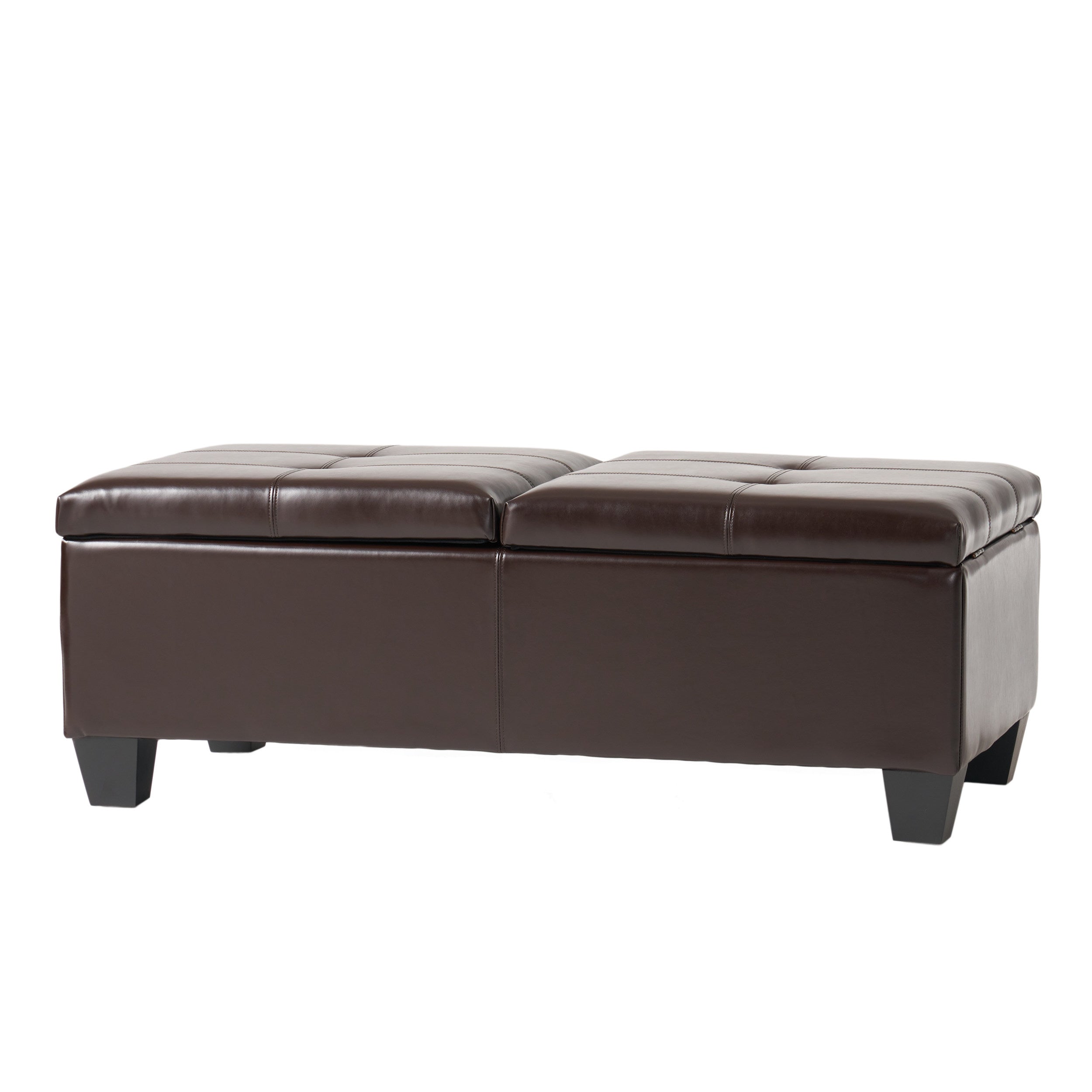 Alpine Leather Storage Ottoman Coffee Table