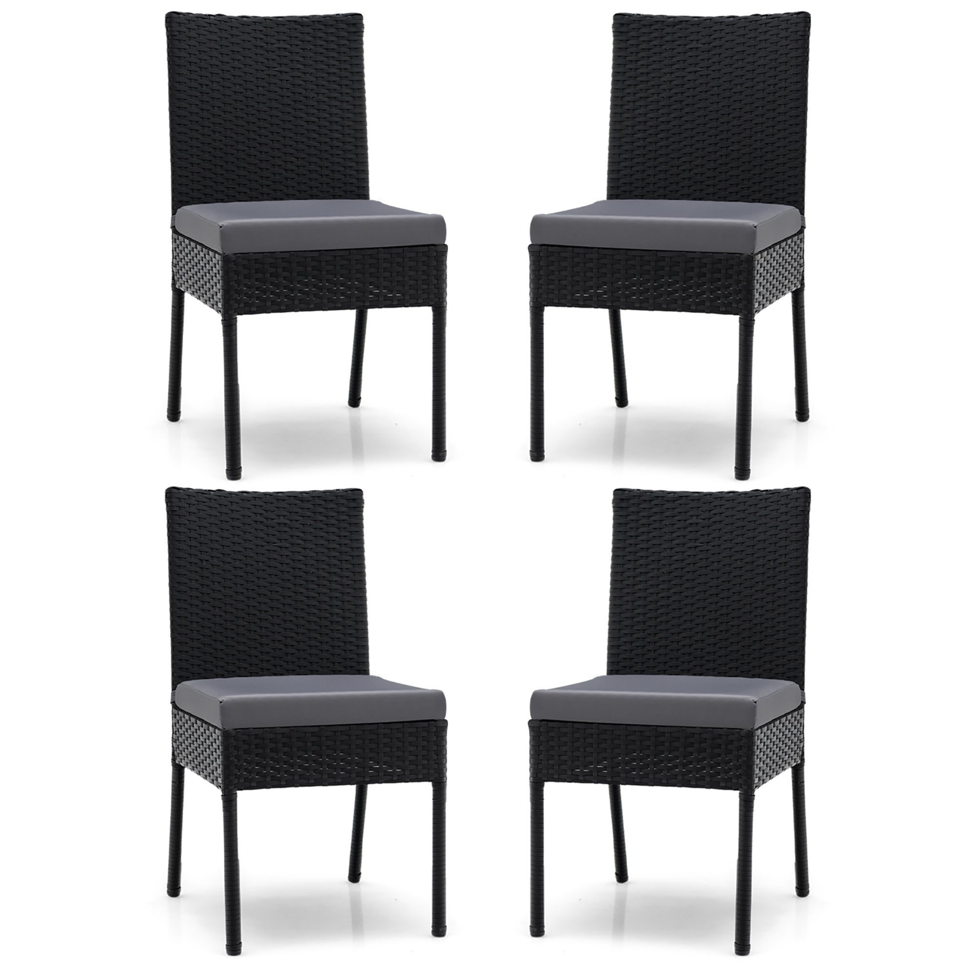 Costway Set of 4 Patio Rattan Wicker Dining Chairs Set Cushioned Seat - See Details