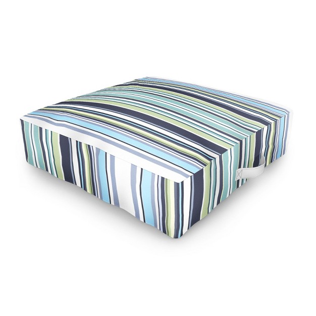 Sheila Wenzel ganny Lavender Mint Blue Stripes Outdoor Floor Cushion Deny Designs