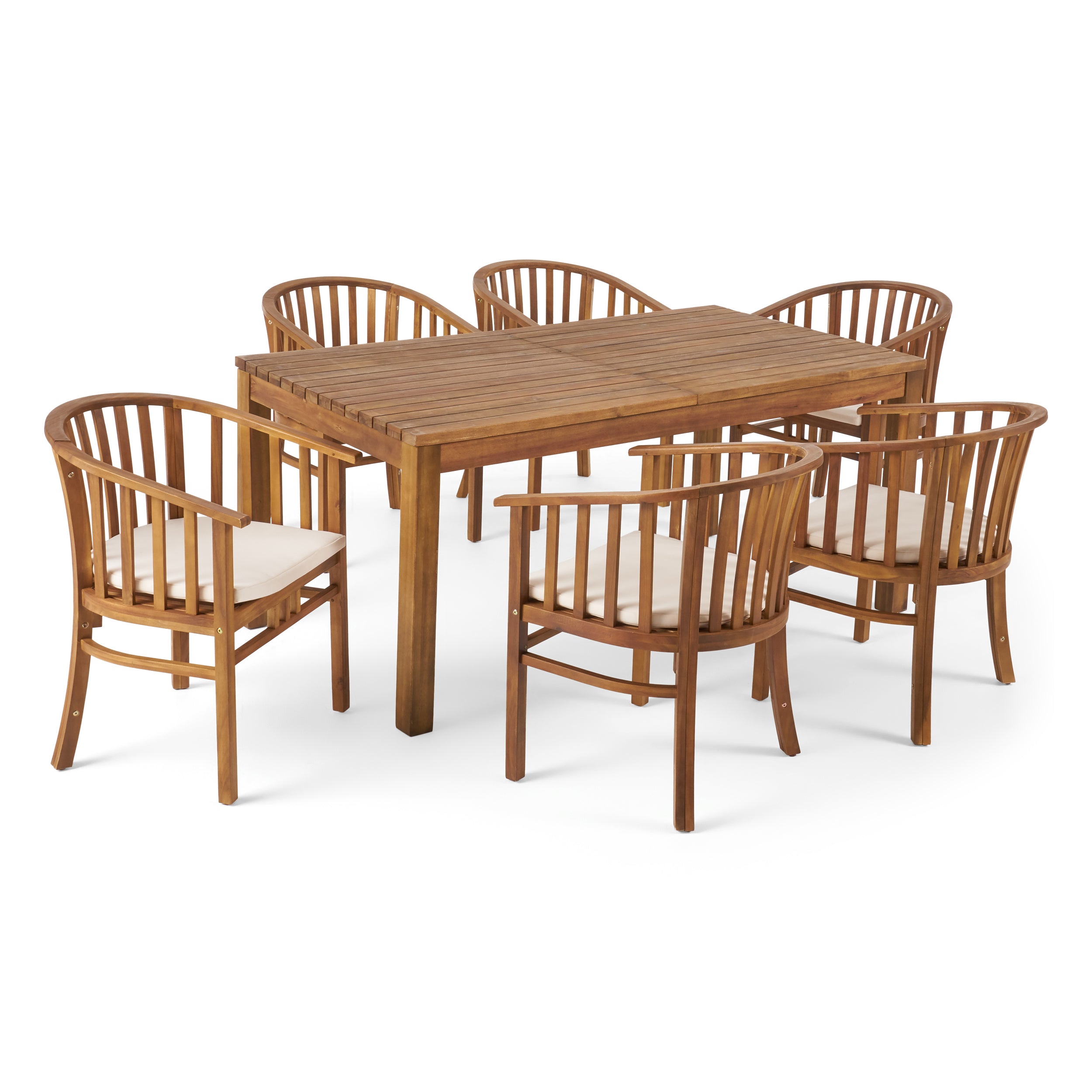 Rosin Outdoor Expandable 6 Seater Acacia Wood Dining Set