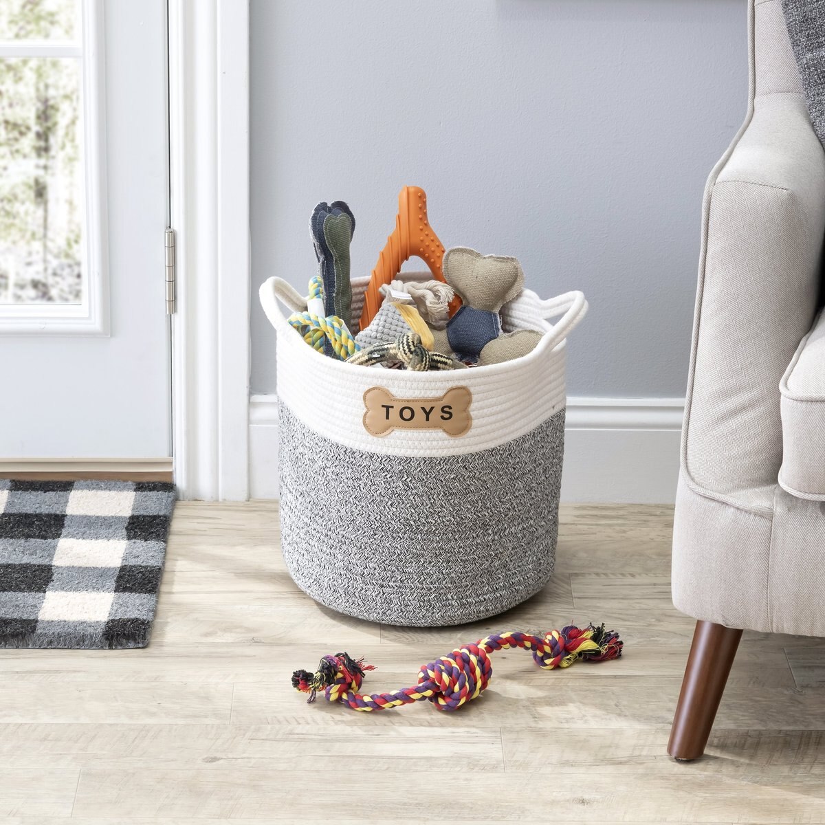 Park Life Designs Naples Cotton Rope Dog and Cat Toy Storage Basket