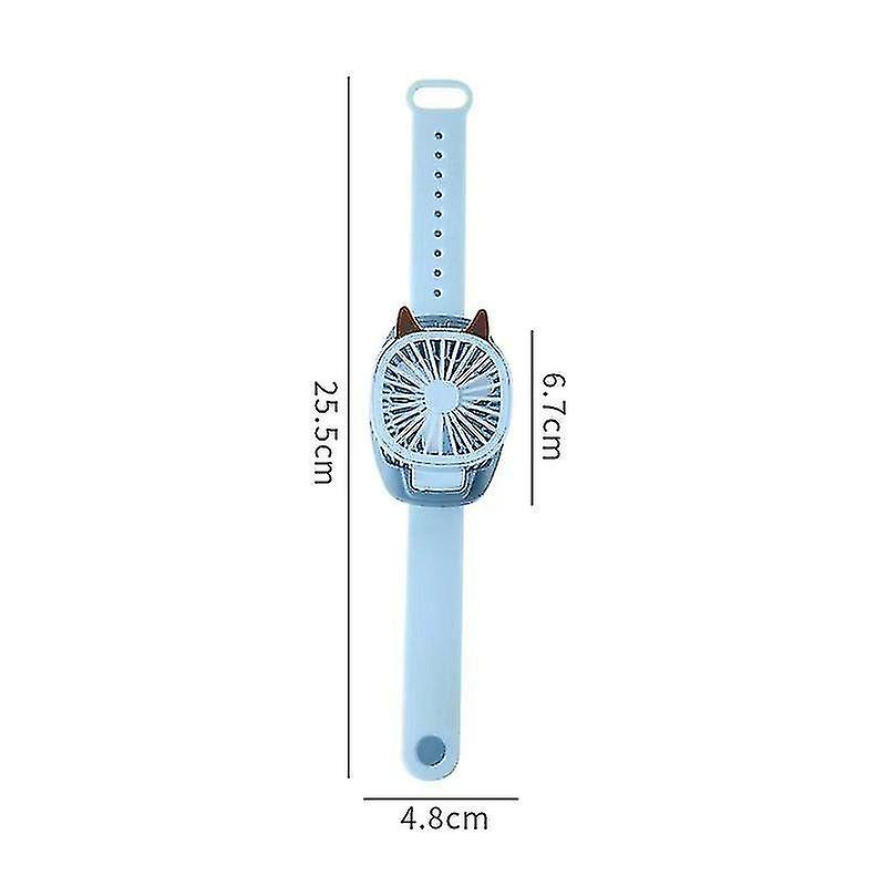 Watch Fan Blue Creative Usb Charging Cartoon Fan Children's Handheld Wristband Electric Fan， 25.5cm Battqx