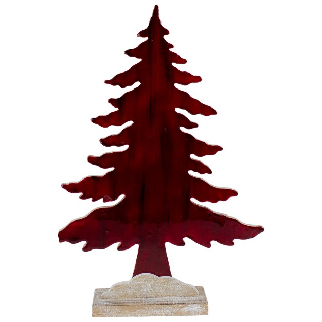 Red And Black Stained Forest Tree Christmas Tabletop Decor