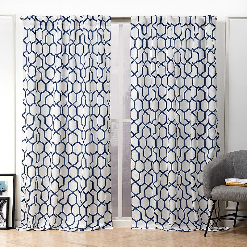 Nicole Miller NY 2-pack Hexa Geometric Print Hidden Tab Top Window Curtains