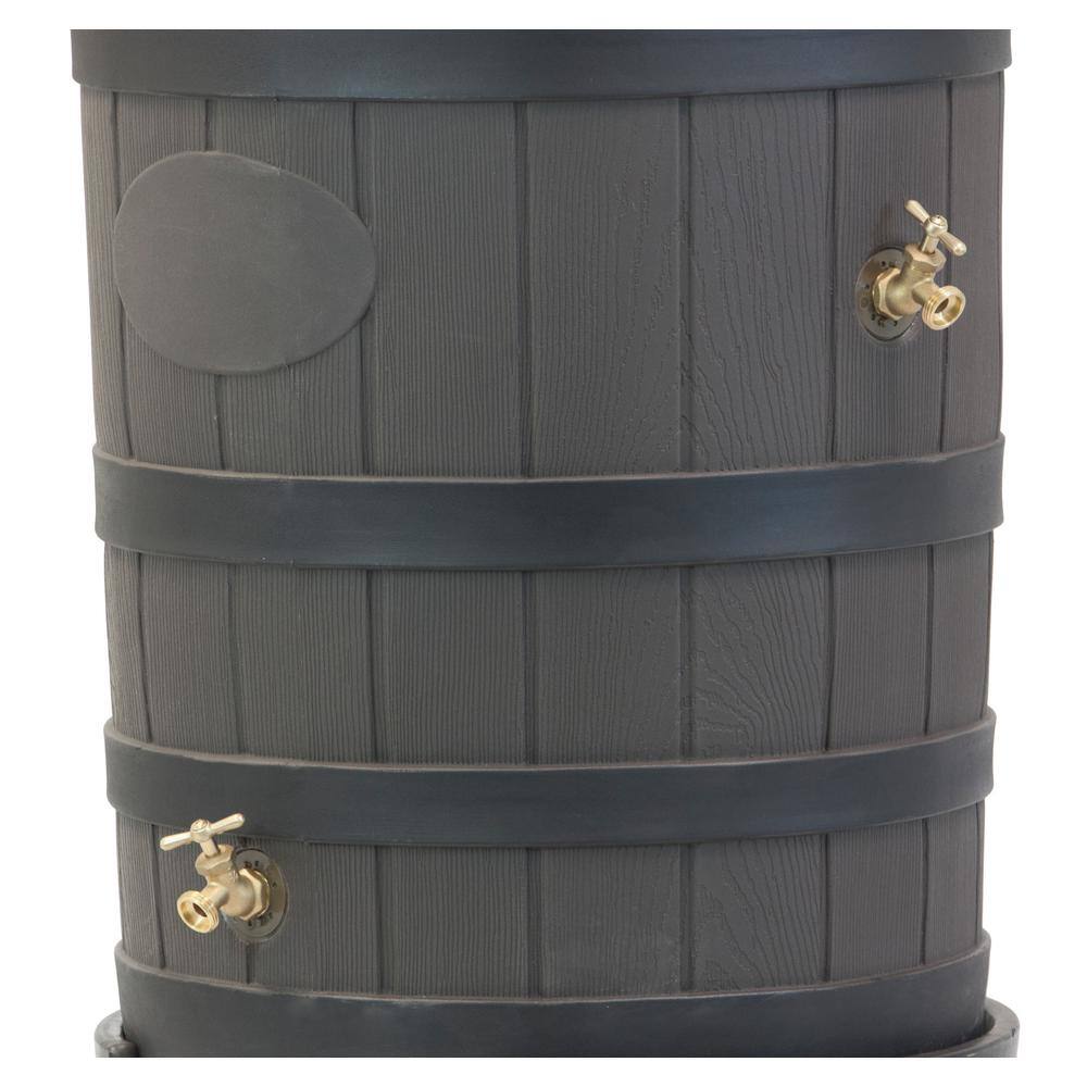 Good Ideas Rain Wizard 50 Gallon American Oak with Darkened Ribs and Stand Rain Barrel RW-2SD050-OAK