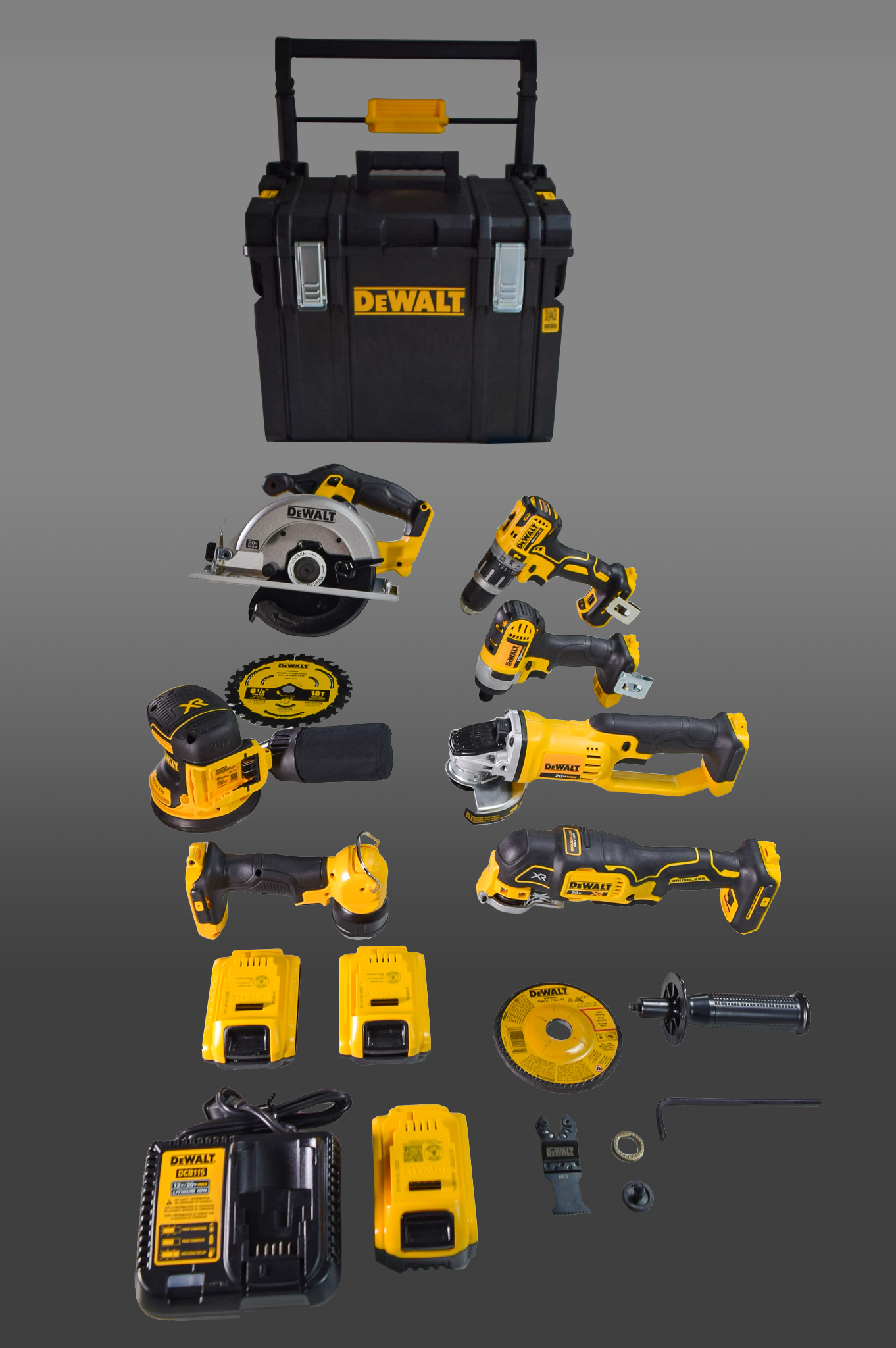 DW DCKTS781D2M1 20V MAX Cordless 7-Tool Combo Kit with (3) Batteries， Charger and Tool Case