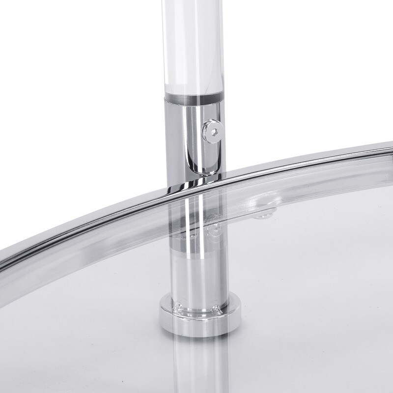 Grondin Modern Style Round 2 Tier Coffee Table Cocktail Table with Tempered Glass Top  Steel and Acrylic Frame