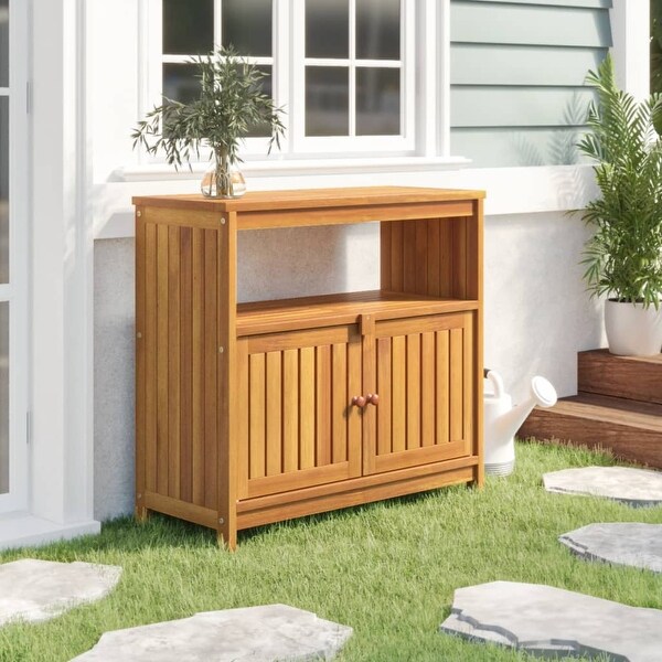 vidaXL Patio Console Table with Doors Entryway Outdoor Garden Solid Wood Acacia