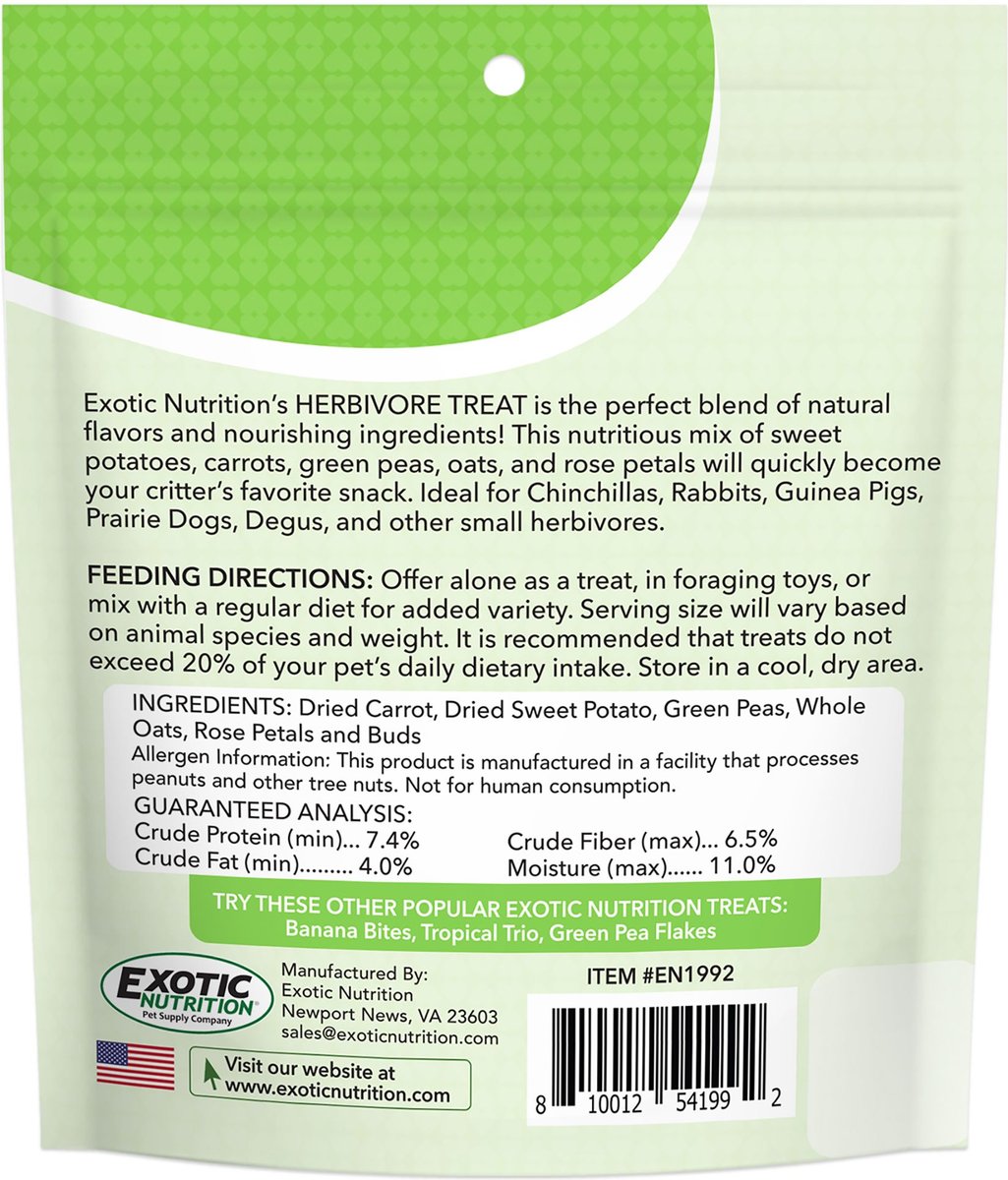 Exotic Nutrition Critter Selects Herbivore Small Animal Treats， 3-oz bag