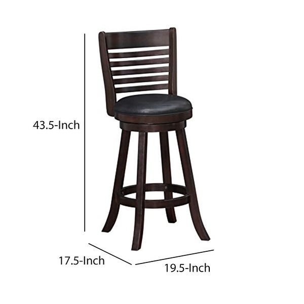 Swivel Barstool with Leatherette Seating， Set of 2， Brown and Black - 17.5 H x 19.5 W x 43.5 L Inches