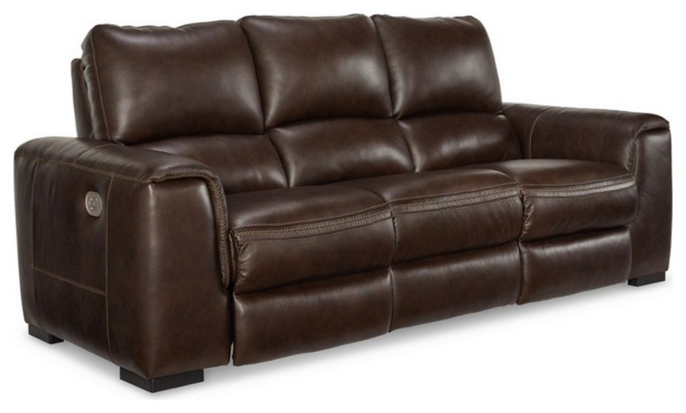 Loa 95 quotDual Power Recliner Sofa  USB Port  Dark Brown Faux Leather   Contemporary   Sofas   by VirVentures  Houzz