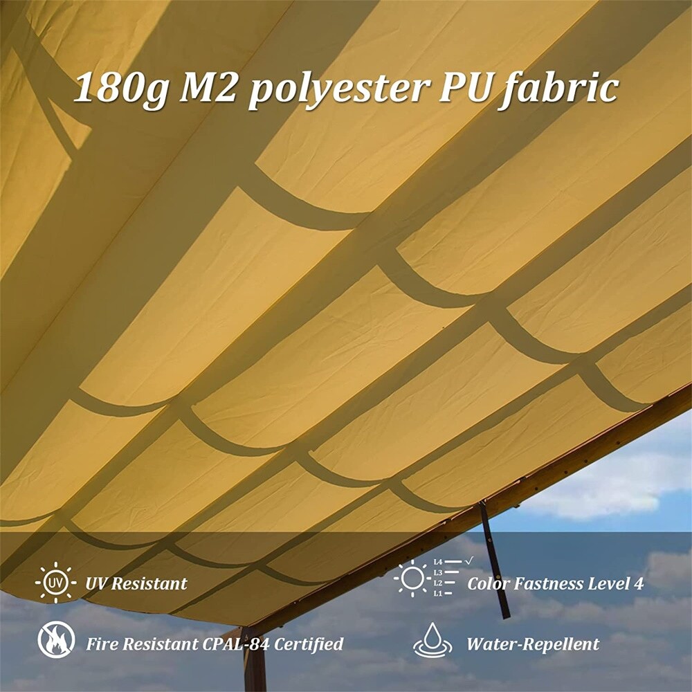 Outdoor Aluminum Retractable Pergola Gazebo with Sun Shade Canopy
