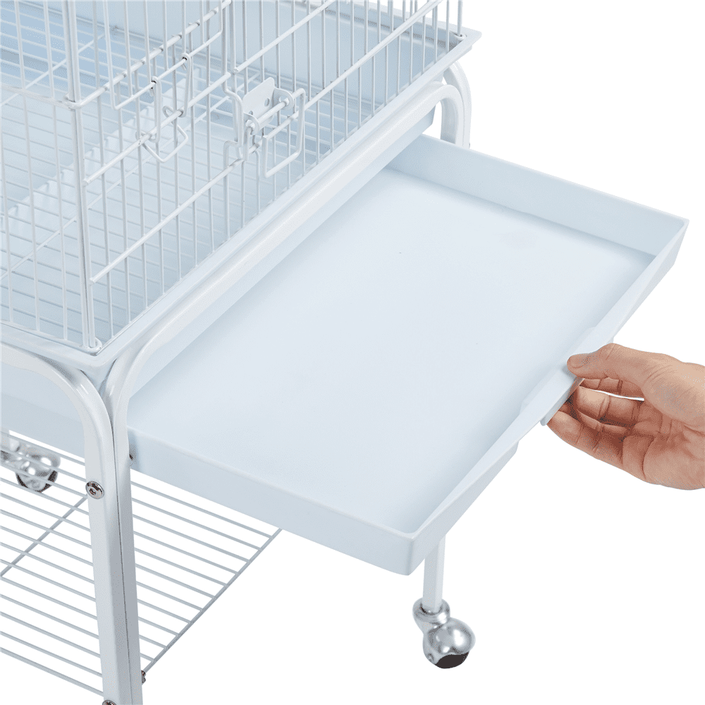 Yaheetech 47-inch Play Top Bird Cage w/ Detachable Rolling Stand， White