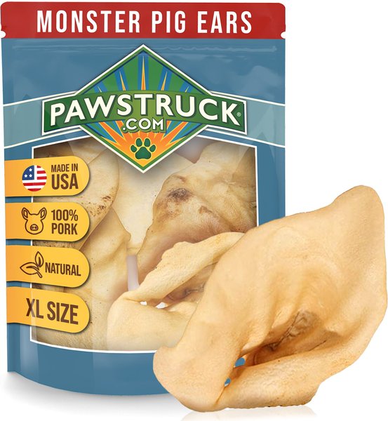 Pawstruck Monster Pig Ears Dog Treats， 4 count