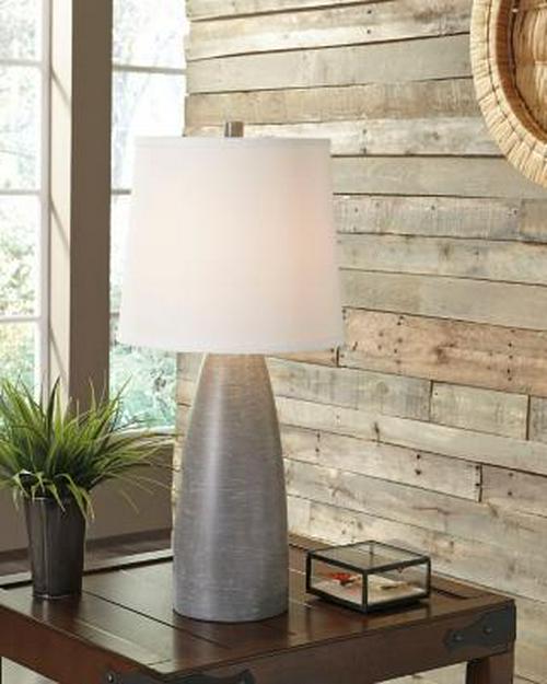 Signature Design by Ashley Shavontae Modern Table Lamp， Set of 2 Lamps， 27.5 ， Gray