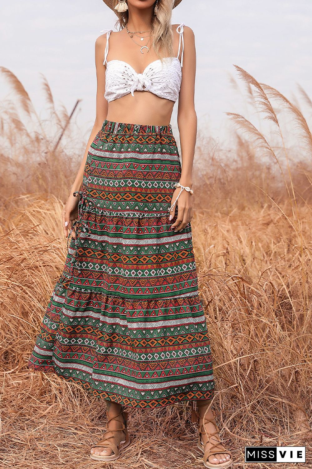 High Waist Geometry Print Skirt Dress