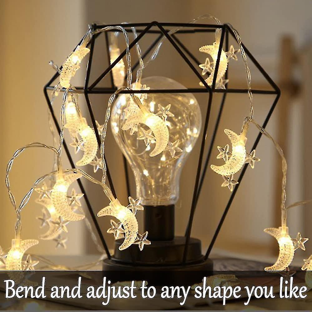 40 Led Moon String Lights Battery Operated 20ft Moon Mini Star Fairy Lights For Patio Garden，wedding