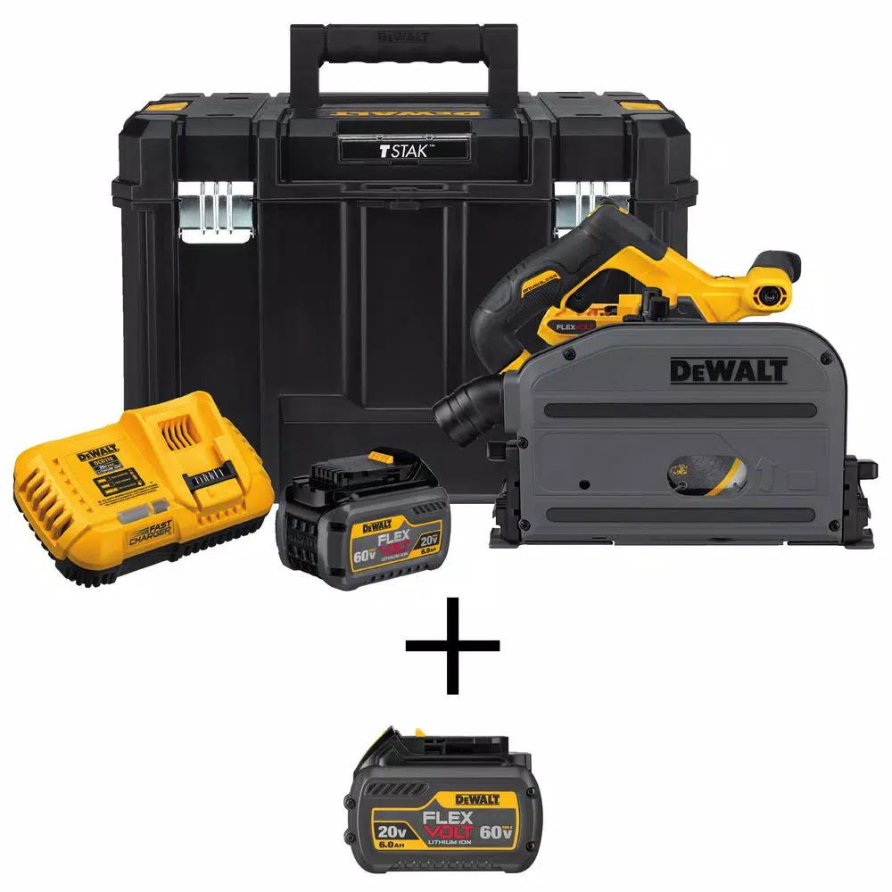 DEWALT FLEXVOLT 60-Volt MAX Cordless Brushless 6-1/2 in. Track Saw with (2) FLEXVOLT 6.0Ah Batteries and#8211; XDC Depot