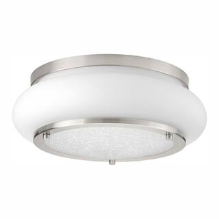 Progress Lighting Opal-Linen LED Collection 17-Watt Brushed Nickel Integrated LED Flush Mount P350081-009-30