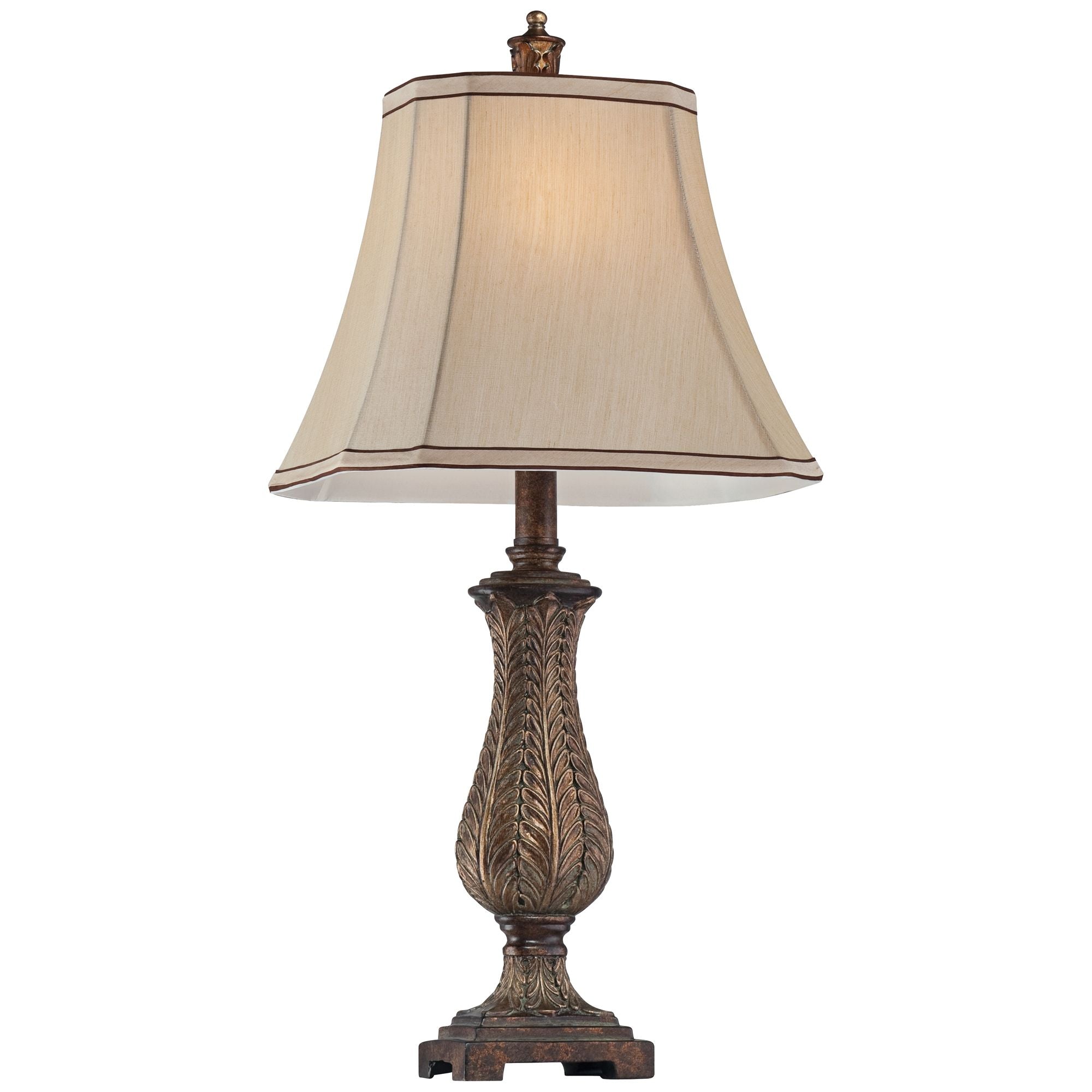 Regency Hill Traditional Table Lamp Old Oak Antique Petite Vase Beige Rectangular Shade for Living Room Family Bedroom Bedside