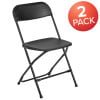 Flash Furniture Hercules™ Series Plastic Folding Chair - Black - 2 Pack 650LB Weight Capacity Comfortable Event Chair-Lightweight Folding Chair