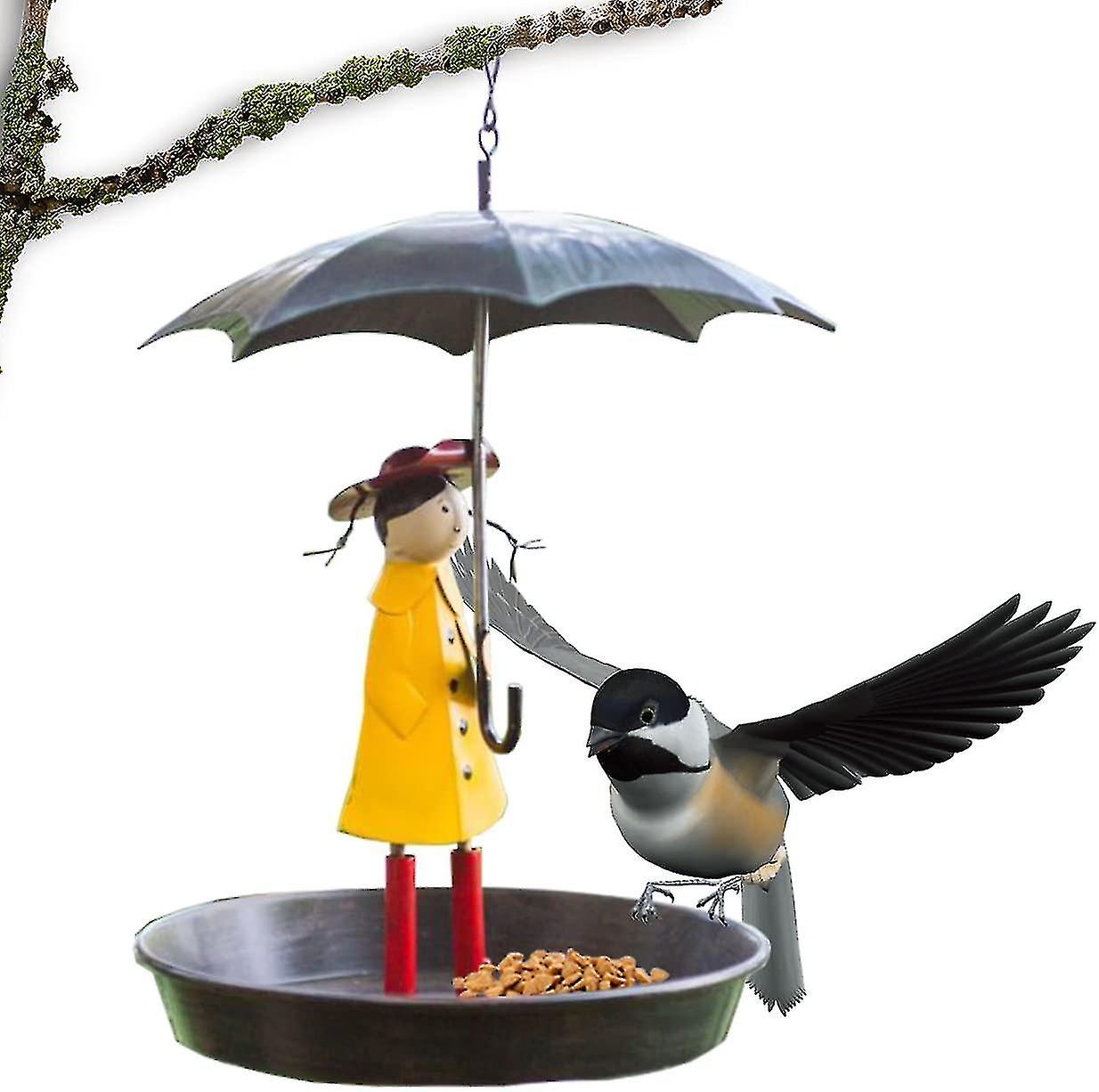 Metal Bird Feeder With Hanging Chain And Antique Style Metal Wild Bird Umbrella With Hanging Hook (metal Umbrella Feeder)