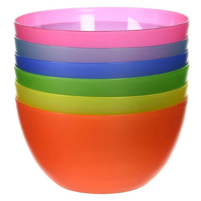 Colorful Plastic Reusable 32 oz Bowls ， 6 Pack