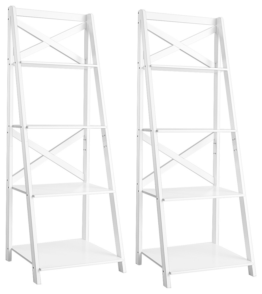 Costway 2PCS Ladder Shelf 4 Tier Bookshelf Bookcase Storage Display Plant   Contemporary   Bookcases   by Costway INC.  Houzz